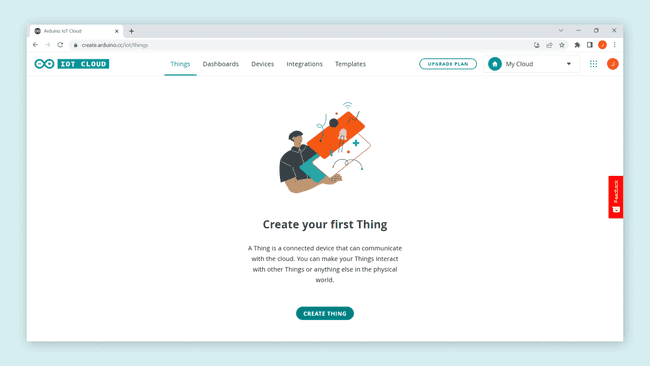 Arduino Cloud initial page